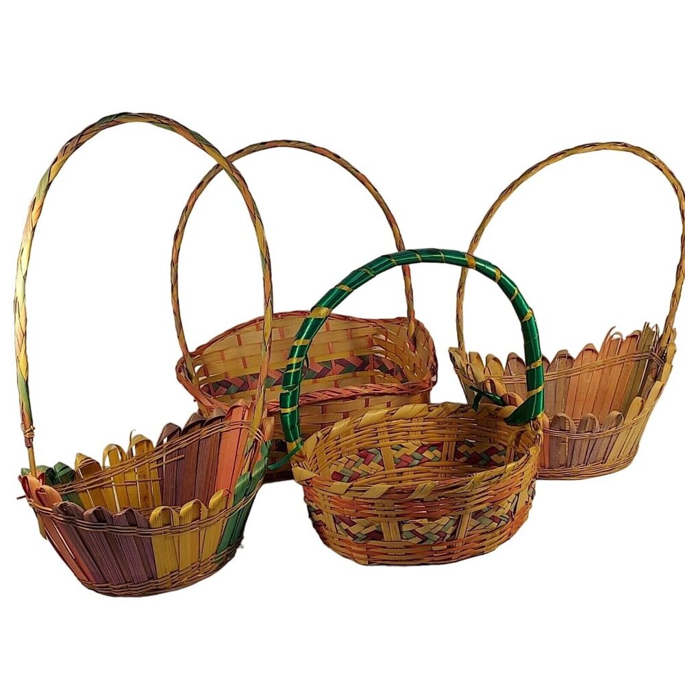 Easter Baskets (4) vintage woven